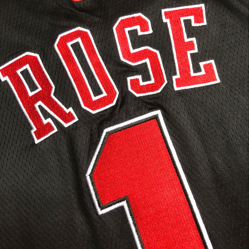 Men’s Chicago Bulls #1 Derrick Rose Jersey Black