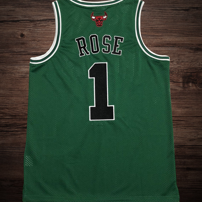 Men’s Chicago Bulls 2008-09 #1 Derrick Rose Green/Black Jersey