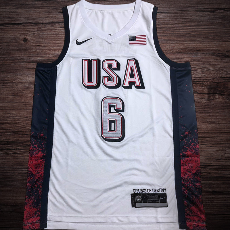 Men’s 2024 Olympics Team USA #6 James White Jersey