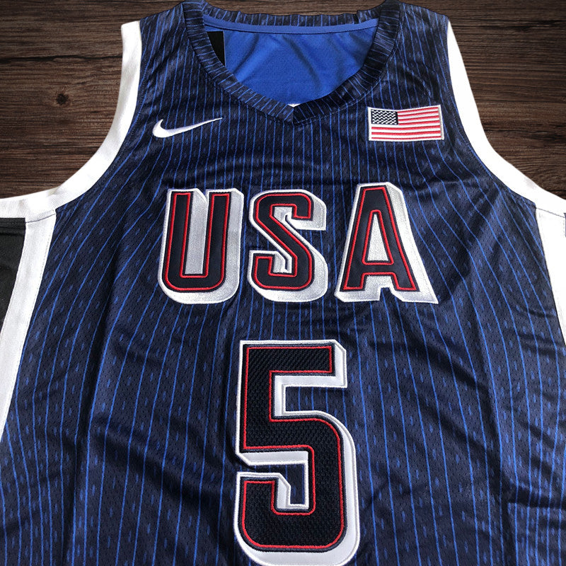 Men’s 2024 Olympics Team USA #5 Edwards Navy Jersey