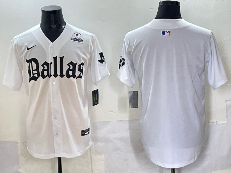 Men’s Dallas Cowboys white team blank baseball jersey