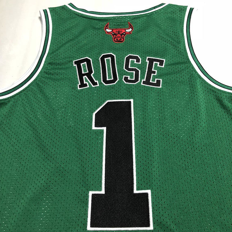 Men’s Chicago Bulls 2008-09 #1 Derrick Rose Green/Black Jersey