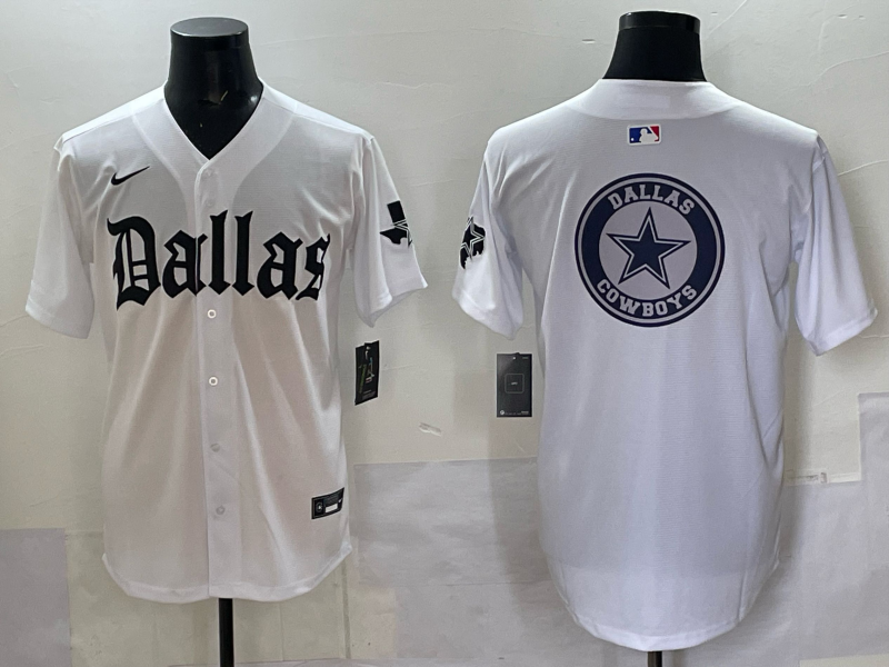 Men’s Dallas Cowboys white team blank baseball jersey