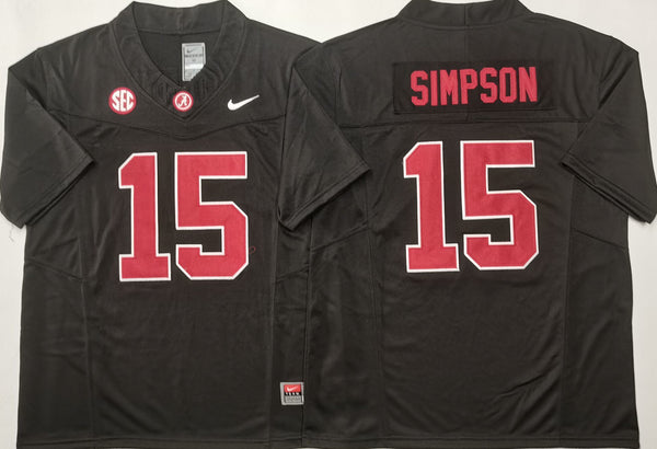 Alabama Crimson Tide Black #15 SIMPSON Stitched Jersey