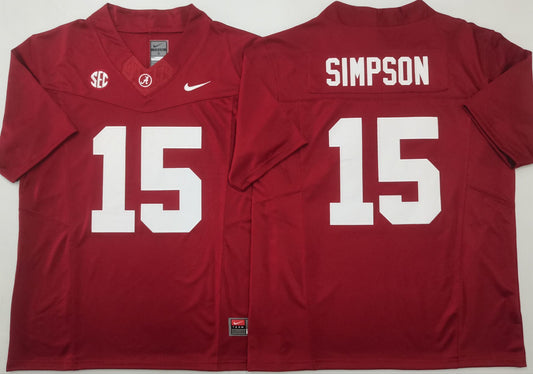 Alabama Crimson Tide Red #15 SIMPSON Stitched Jersey