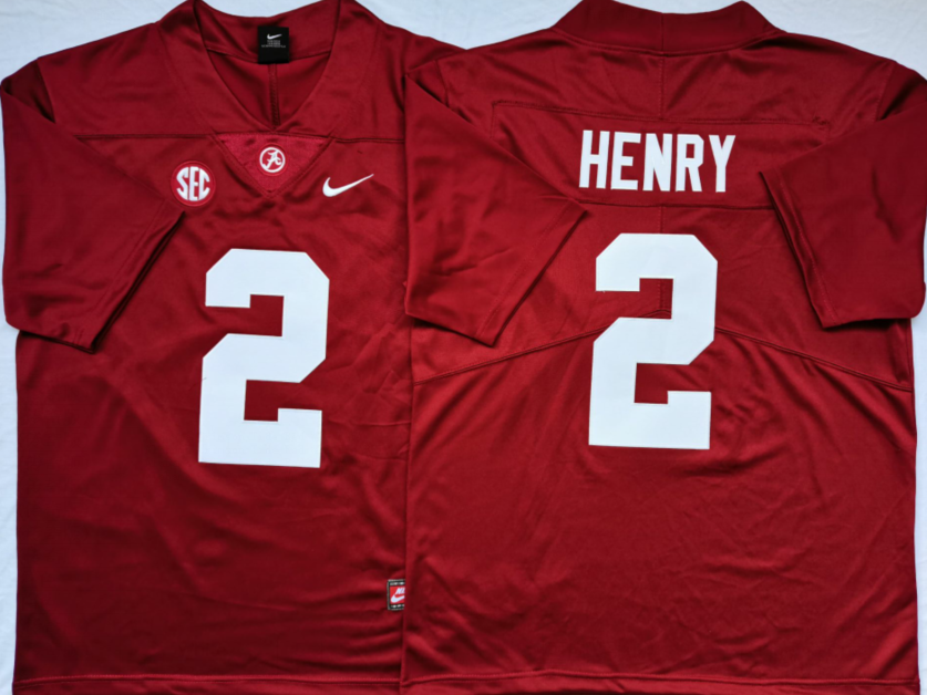Alabama Crimson Tide Red #2 HENRY Stitched Jersey