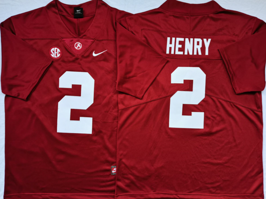 Alabama Crimson Tide Red #2 HENRY Stitched Jersey
