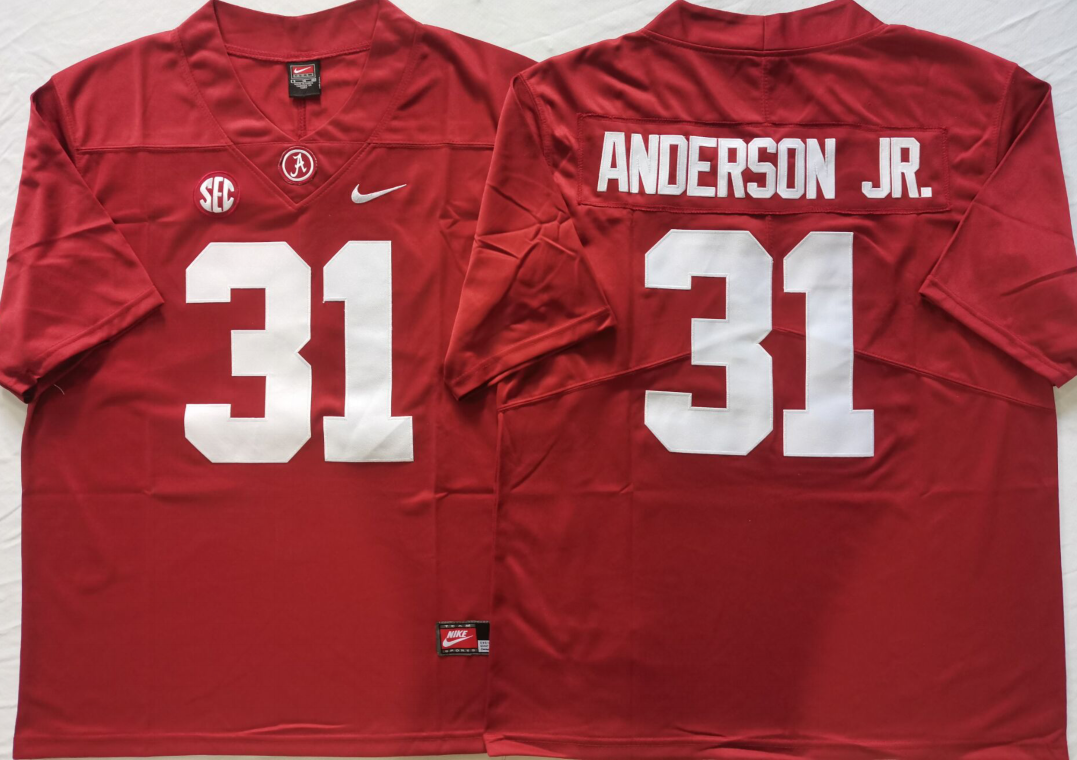 Alabama Crimson Tide Red #31 ANDERSON JR Stitched Jersey