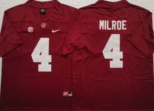 Alabama Crimson Tide Red #4 MILROE Stitched Jersey