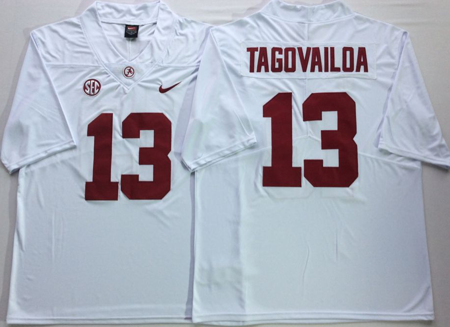 Alabama Crimson Tide White #13 TAGOVAILOA Stitched Jersey