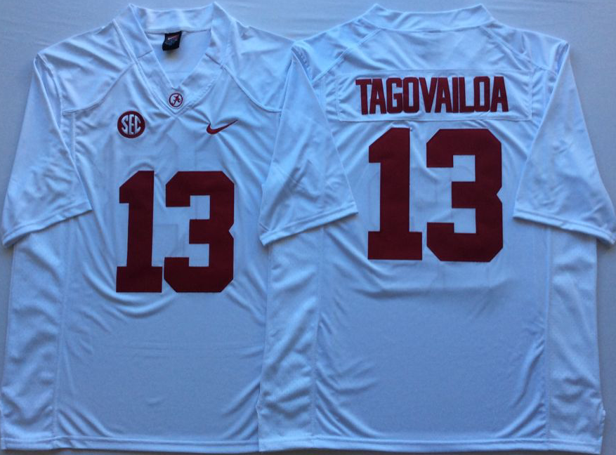 Alabama Crimson Tide White #13 TAGOVAILOA Stitched Jersey