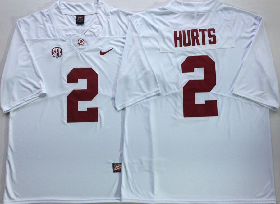 Alabama Crimson Tide White #2 HURTS Stitched Jersey