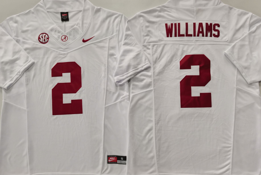 Alabama Crimson Tide White #2 WILLIAMS Stitched Jersey