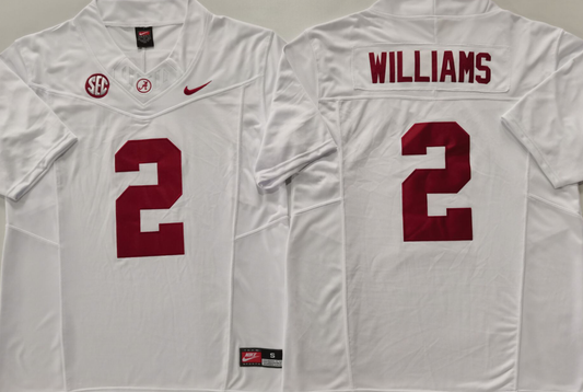 Alabama Crimson Tide White #2 WILLIAMS Stitched Jersey