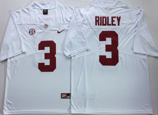 Alabama Crimson Tide White #3 RIDLEY Stitched Jersey