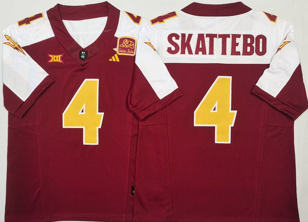 Arizona Sun Devils Red White #4 SKATTEBO Stitched Jersey