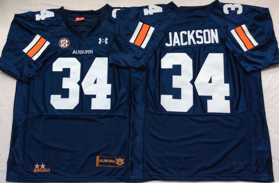 Auburn Tigers Blue #34 JACKSON Stitched Jersey