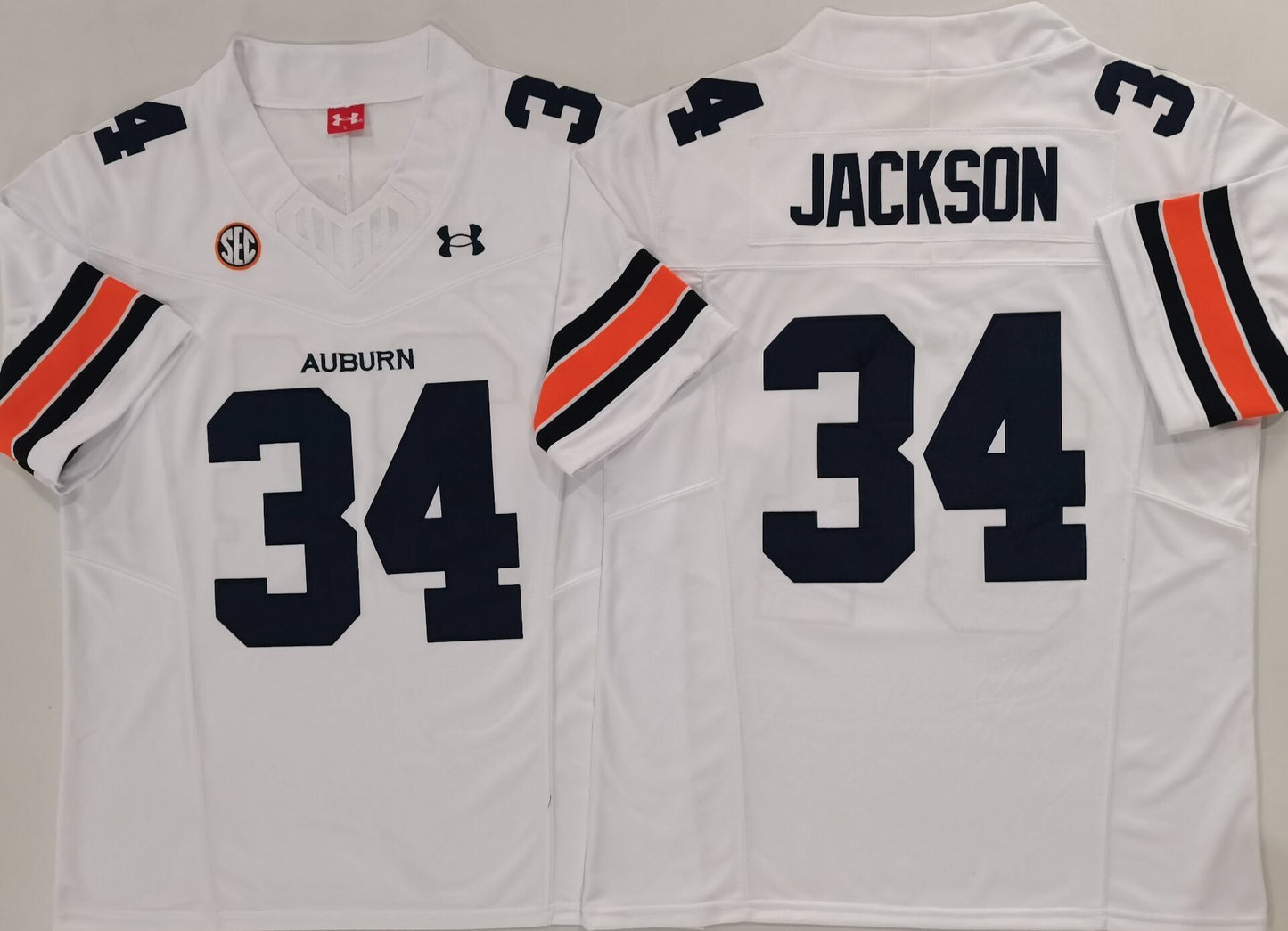 Auburn Tigers White #34 JACKSON Stitched Jersey