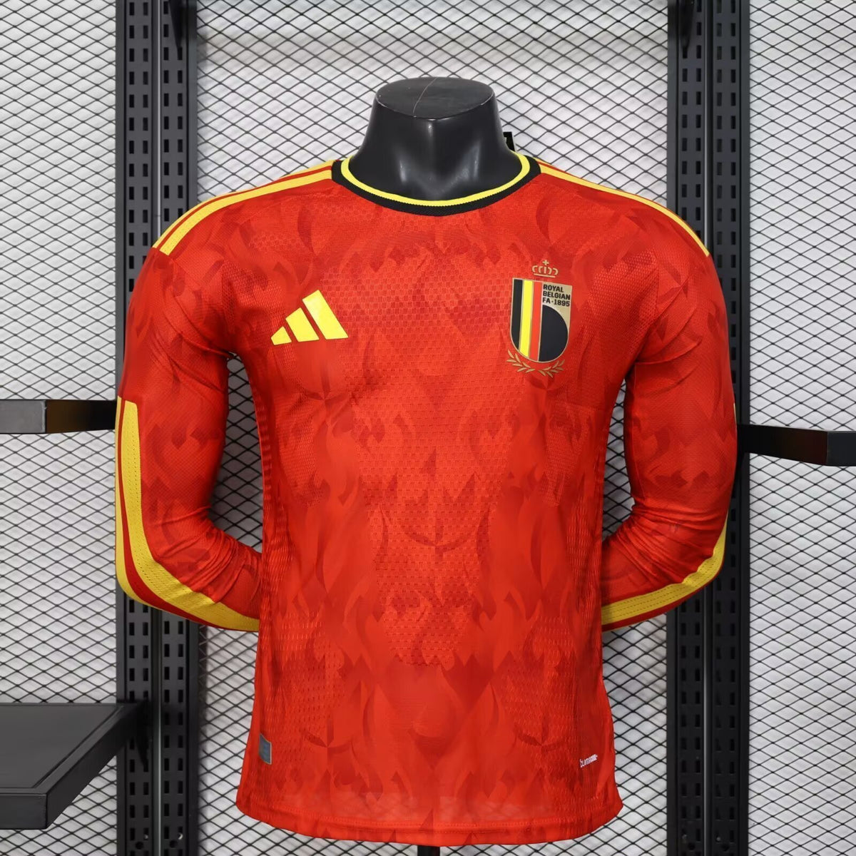 Men’s Belgium 26 27 Player Version Home LS Soccer Jersey