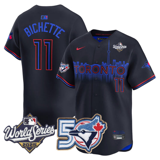 Men/Women/Youth Blue Jays 50th Patch 2025 World Series City Connect #11 Bichette Stitched Jersey