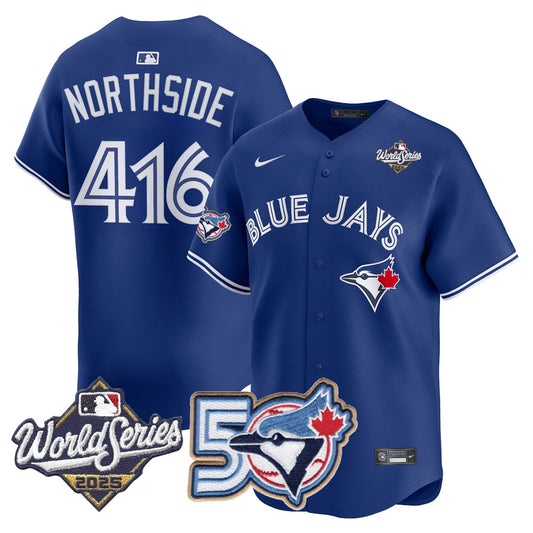 Men/Women/Youth Blue Jays 50th Patch 2025 World Series Royal #416 Northside Stitched Jersey