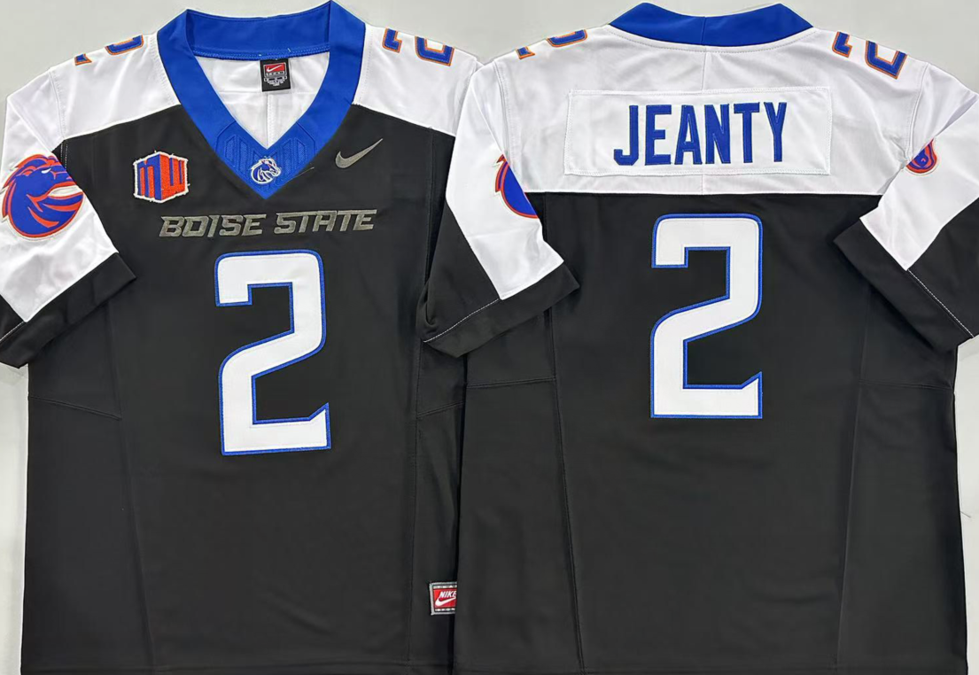 Boise State Broncos Black/White #2 JEANTY Stitched Jersey