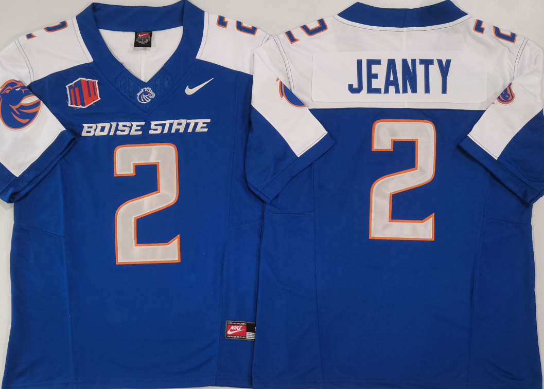 Boise State Broncos Blue White #2 JEANTY Stitched Jersey