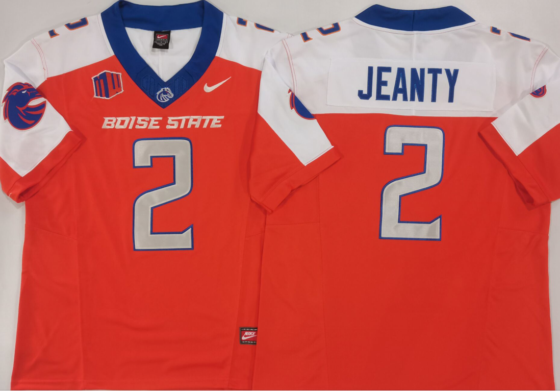 Boise State Broncos Orange White #2 JEANTY Stitched Jersey