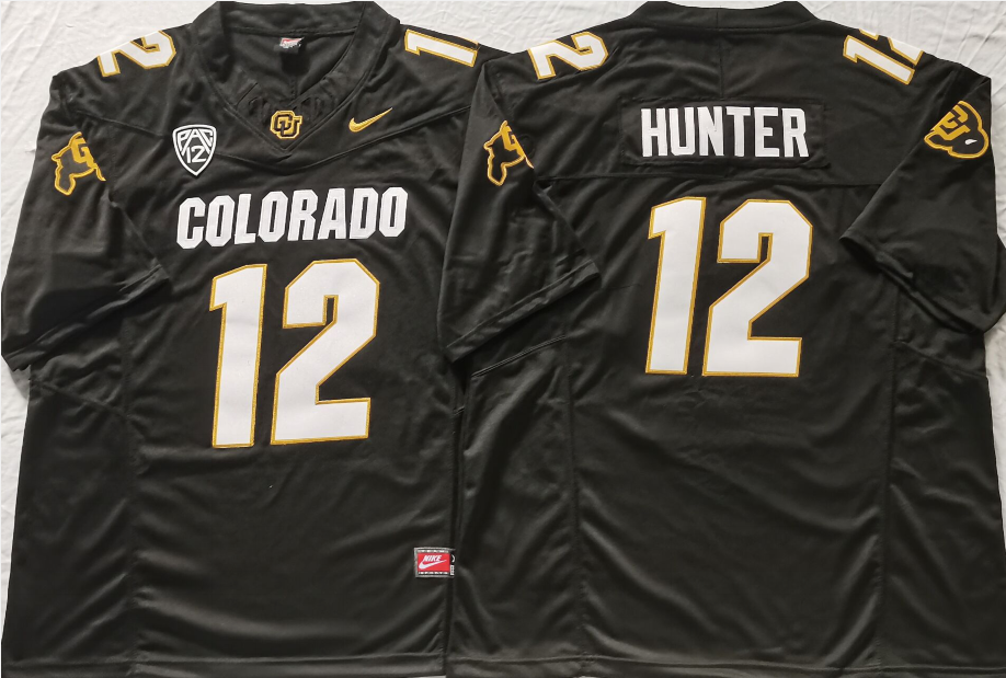 COLORADO BUFFALOES Black #12 HUNTER Stitched Jersey