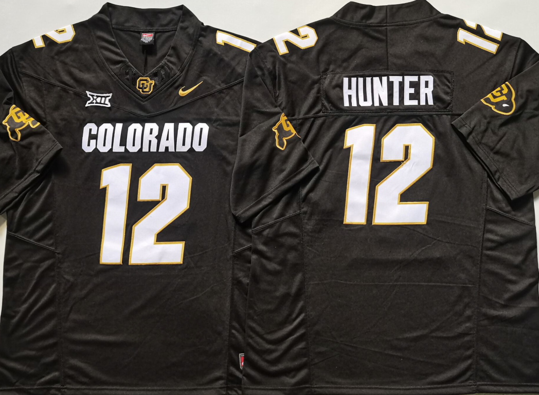 COLORADO BUFFALOES Black #12 HUNTER Stitched Jersey