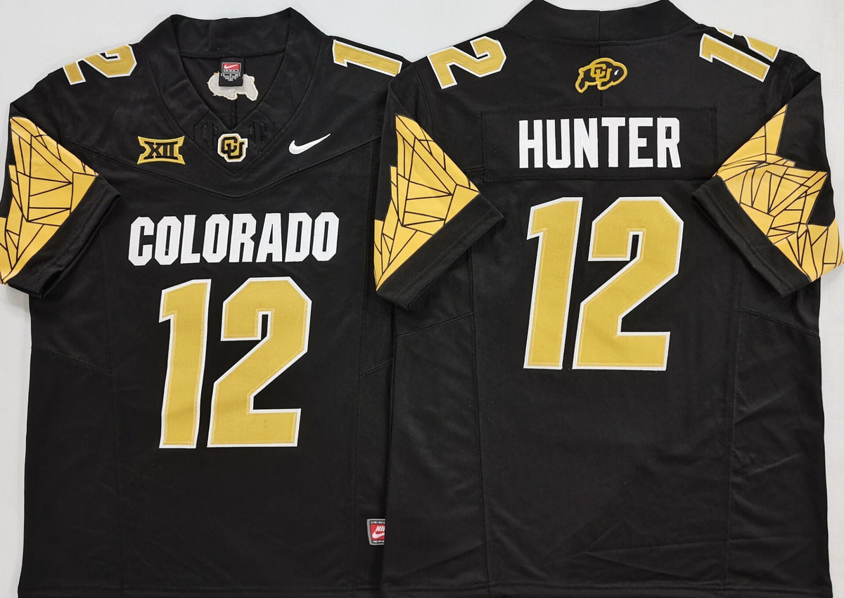 COLORADO BUFFALOES Black #12 HUNTER Stitched Jersey