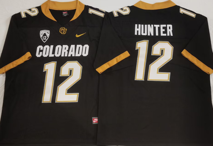 COLORADO BUFFALOES Black #12 HUNTER Stitched Jersey