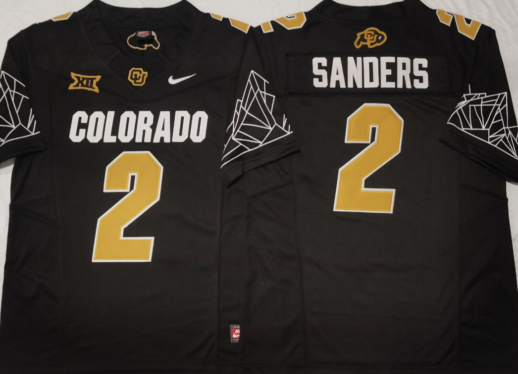 COLORADO BUFFALOES Black #2 SANDERS Stitched Jersey