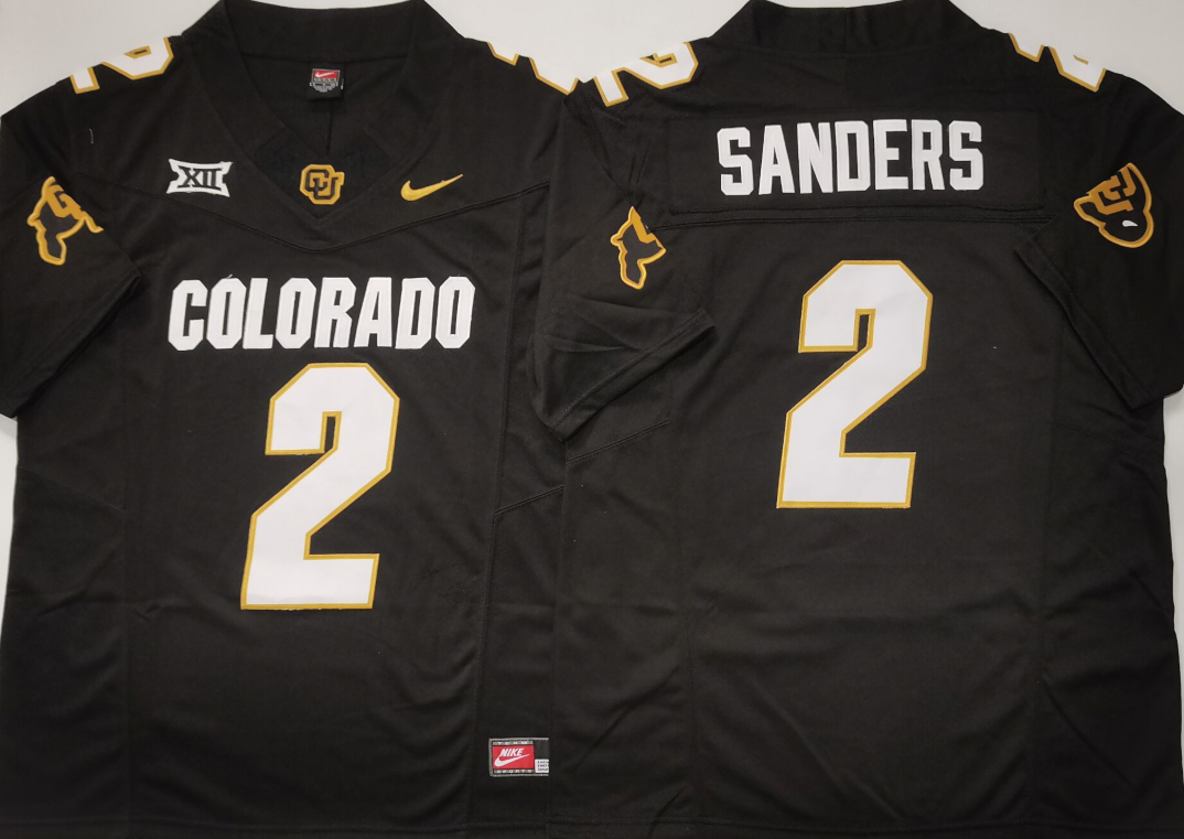 COLORADO BUFFALOES Black #2 SANDERS Stitched Jersey