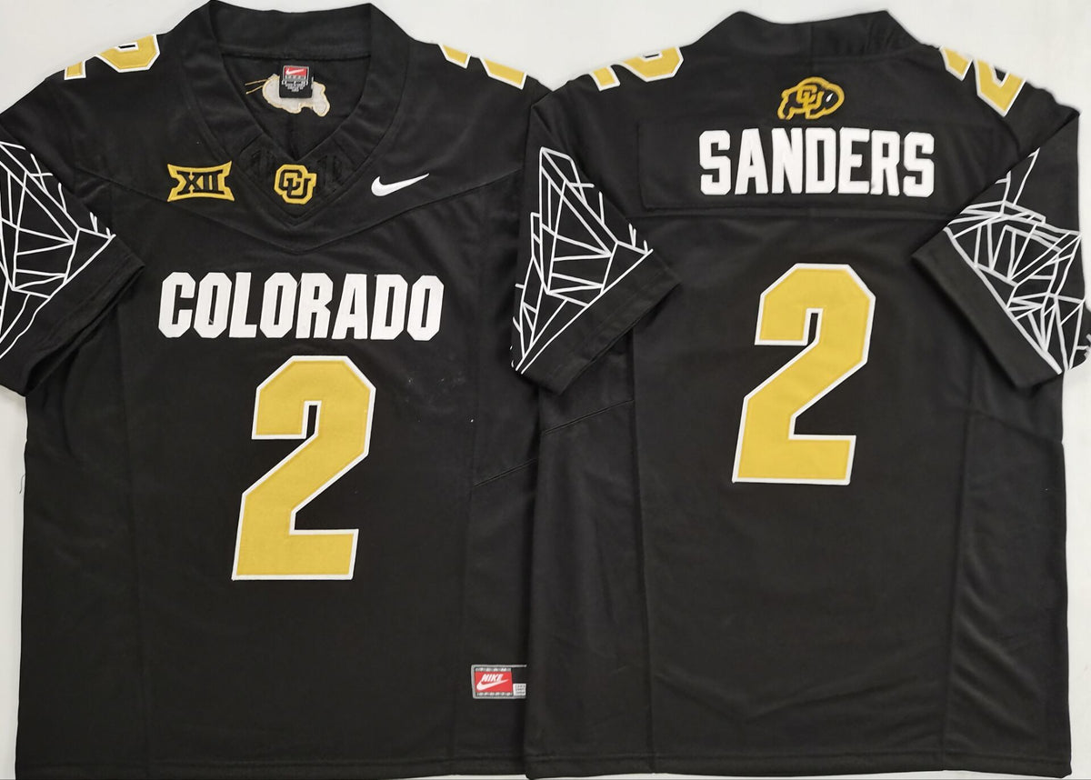 COLORADO BUFFALOES Black #2 SANDERS Stitched Jersey