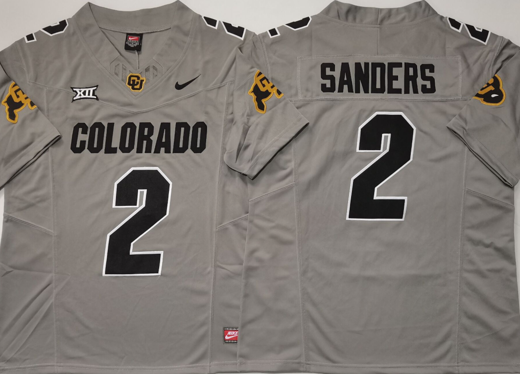 COLORADO BUFFALOES GRAY #2 SANDERS Stitched Jersey