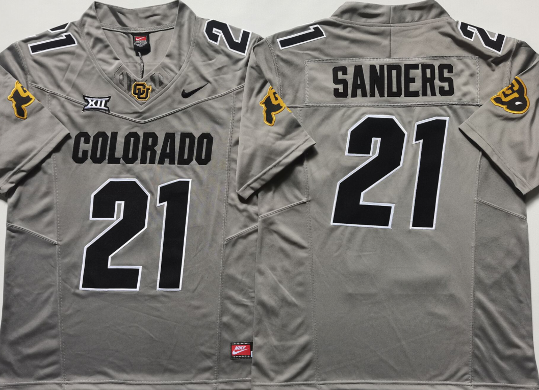 COLORADO BUFFALOES GRAY #21 SANDERS Stitched Jersey