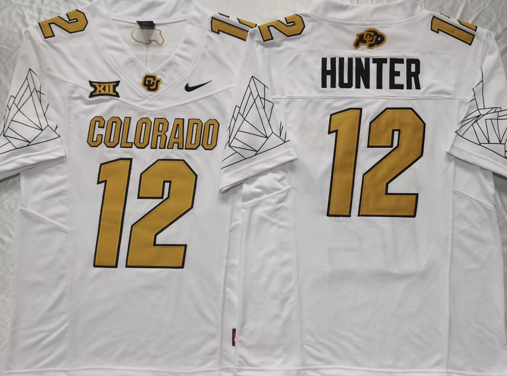COLORADO BUFFALOES White #12 HUNTER Stitched Jersey