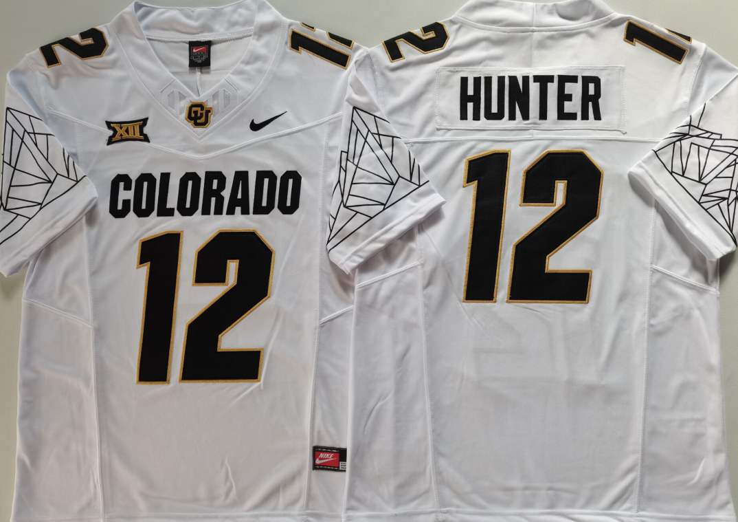 COLORADO BUFFALOES White #12 HUNTER Stitched Jersey