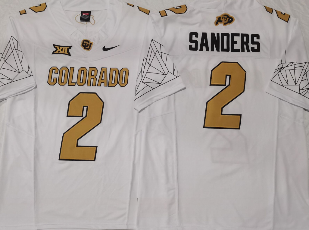 COLORADO BUFFALOES White #2 SANDERS Stitched Jersey