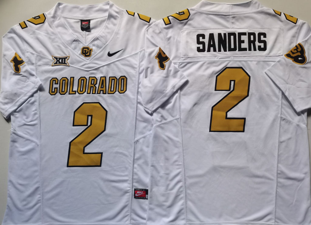 COLORADO BUFFALOES White #2 SANDERS Stitched Jersey
