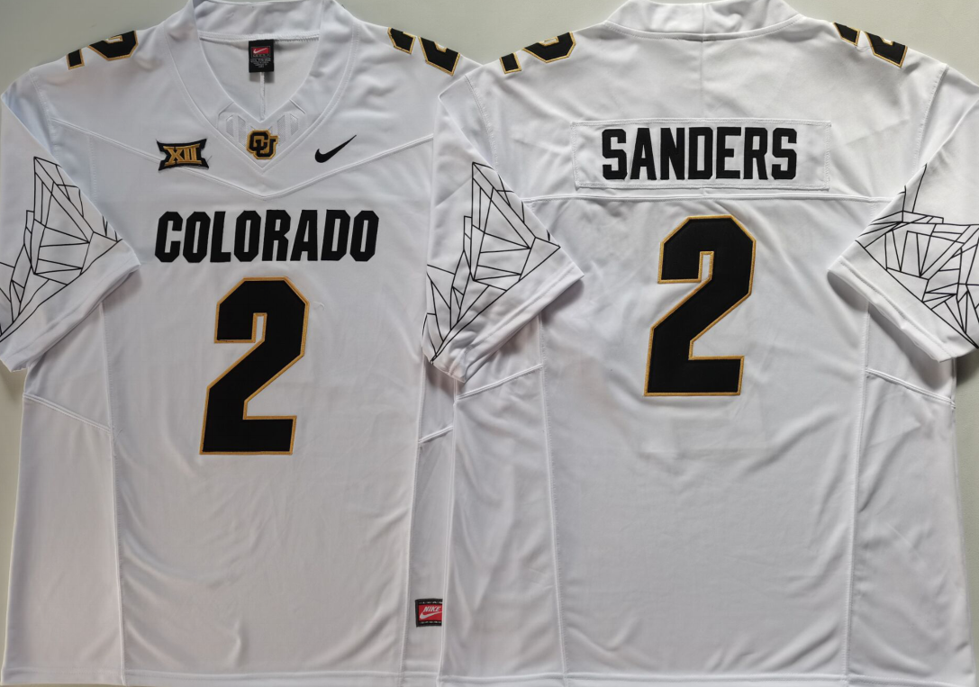 COLORADO BUFFALOES White #2 SANDERS Stitched Jersey