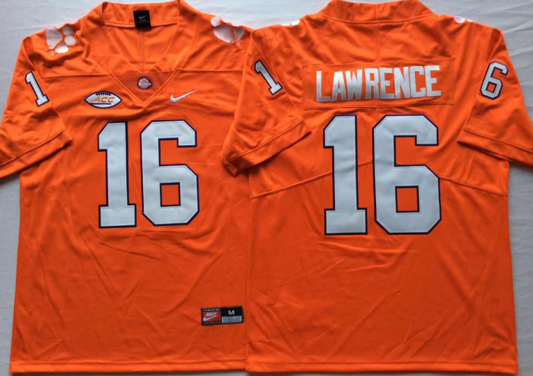 Clemson Tigers Orange #16 LAWRENCE Stitched Jersey
