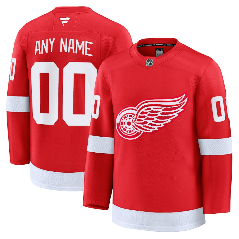 Custom Mens Detroit Red Wings Stitched Jersey – Red
