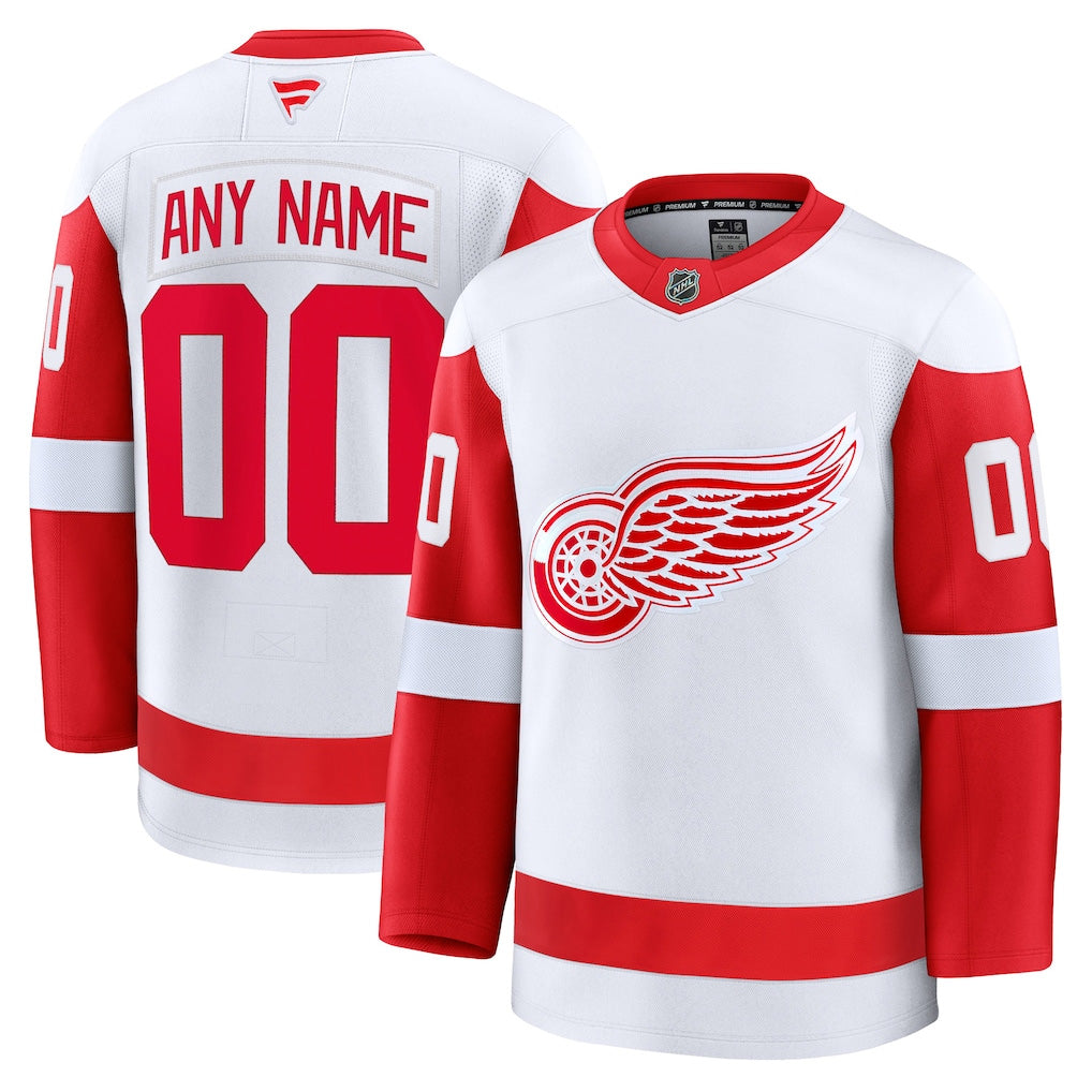 Custom Mens Detroit Red Wings Stitched Jersey – White