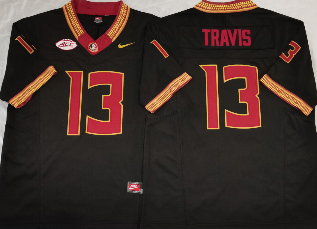 Florida State Seminoles Black #13 TRAVIS Stitched Jersey