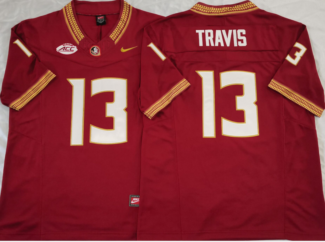 Florida State Seminoles Red #13 TRAVIS Stitched Jersey
