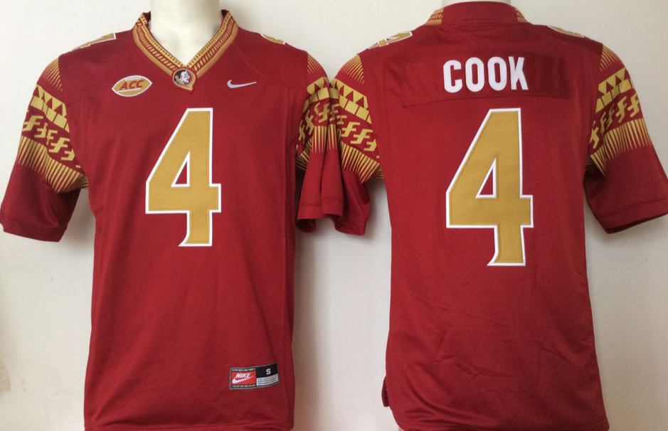 Florida State Seminoles Red #4 COOK Stitched Jersey