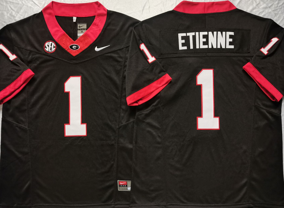 Georgia Bulldogs Black #1 ETIENNE Stitched Jersey