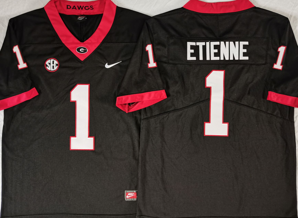 Georgia Bulldogs Black #1 ETIENNE Stitched Jersey